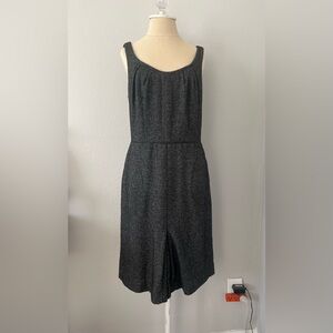 Ann Taylor Black and White Chevron Midi Dress